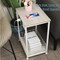 White Nightstand Bedroom End Table with Charging Station Sturdy Bed Side Table for Living Room, Narrow Bedside Night Stands with Storage and USB Ports for Small Spaces Sofa Couch